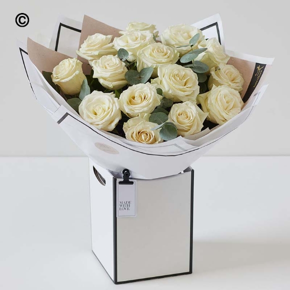 Beautifully Simple White Rose Bouquet